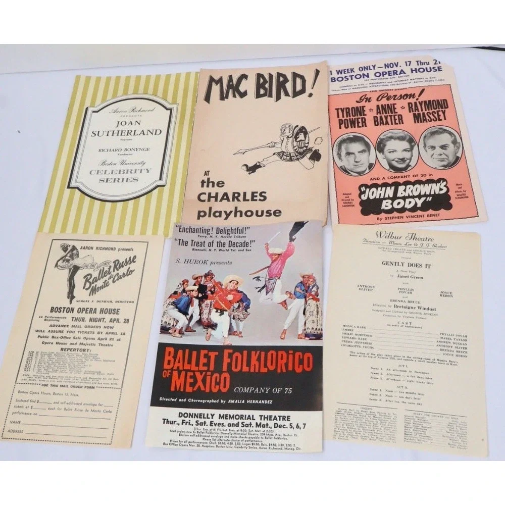 VTG Playbills Programs BOSTON Theatre District Film Festival Ephemera 60's-70's